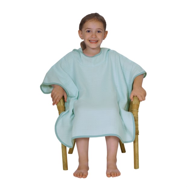 Musselin Uni mint-eisblau Bade-Poncho 60x75 cm