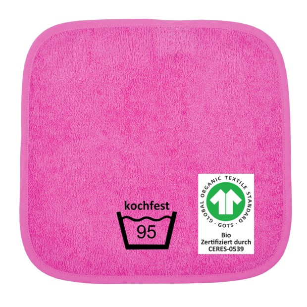 GOTS kochfest pink Seiftuch 30x30 cm