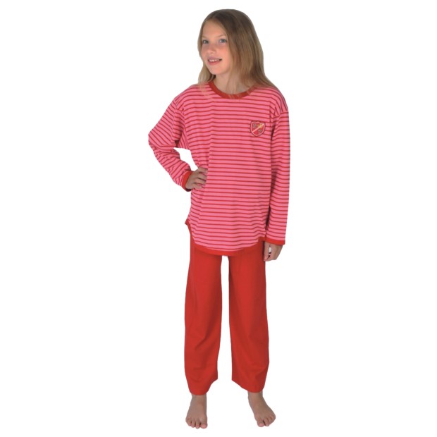 Md. Single-Schlafanzug Ringel pink-rot Gre 128
