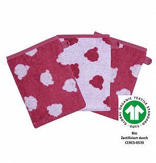 Jac. Teddy rot Waschhandschuh 3er Set 15 x 21 cm