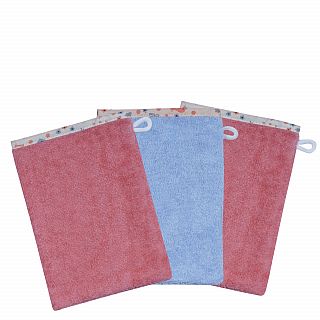 Vogel koralle/sky Waschhandschuh 3er Set 15 x 21 c