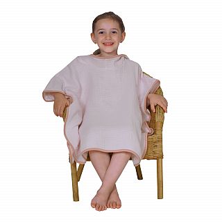 Musselin Uni lachsrosa-erika Bade-Poncho 60x75 cm