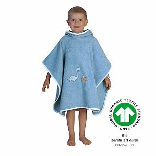 Dinofamilie stahlblau Bade-Poncho Gre 60x75 cm