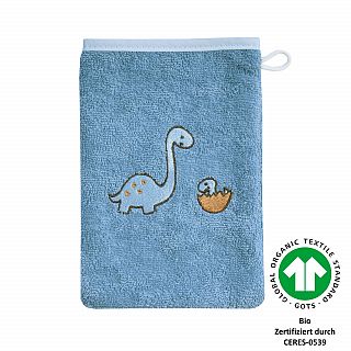 Dinofamilie stahlblau Waschhandschuh Gre 15x21 c