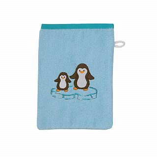 Pinguine eisblau Waschhandschuh Gre 15x20 cm