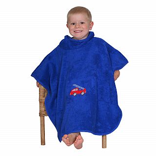 Feuerwehr royalblau Bade-Poncho Gre 60x75 cm