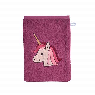 Einhorn light mauve Waschhandschuh Gre 15x21 cm