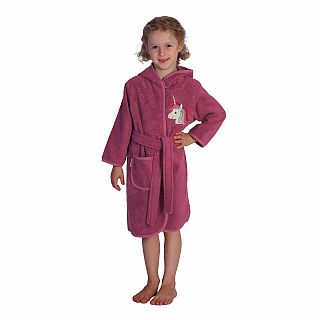 Einhorn light mauve Kinder-Bademantel 74/80-110/11
