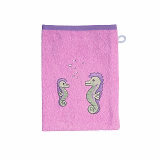 Seepferdchen hellflieder Waschhandschuh Gr. 15x20 