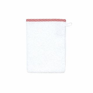 weiss-Streifen rot Waschhandschuh Gre 15/21