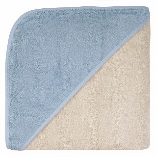 Uni greige-stahlblau Kapuzen-Badetuch 140x140 cm