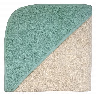 Uni greige-eisblau Kapuzen-Badetuch 140x140 cm