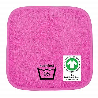 GOTS kochfest pink Seiftuch 30x30 cm