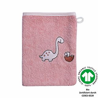 Dinofamilie rosa Waschhandschuh Gr��e 15x21 cm