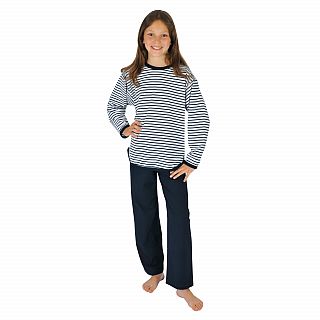 Md. Single-Schlafanzug Ringel weiss-navy Gre 140