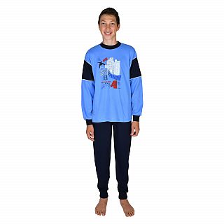 Kn. Interlock Schlafanzug Parcour ciel Gr.116-176