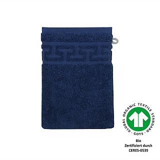 Jacquard M GOTS nachtblau Waschhandschuh Gre 17x