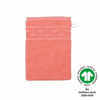 Jacquard M GOTS peach pink Waschhandschuh Gre 17