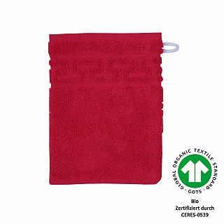 Jacquard M GOTS weinrot Waschhandschuh Gr��e 17x22